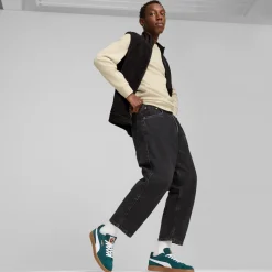 Sneakers da uomo in pelle verde scuro con logo Puma Smash 3.0