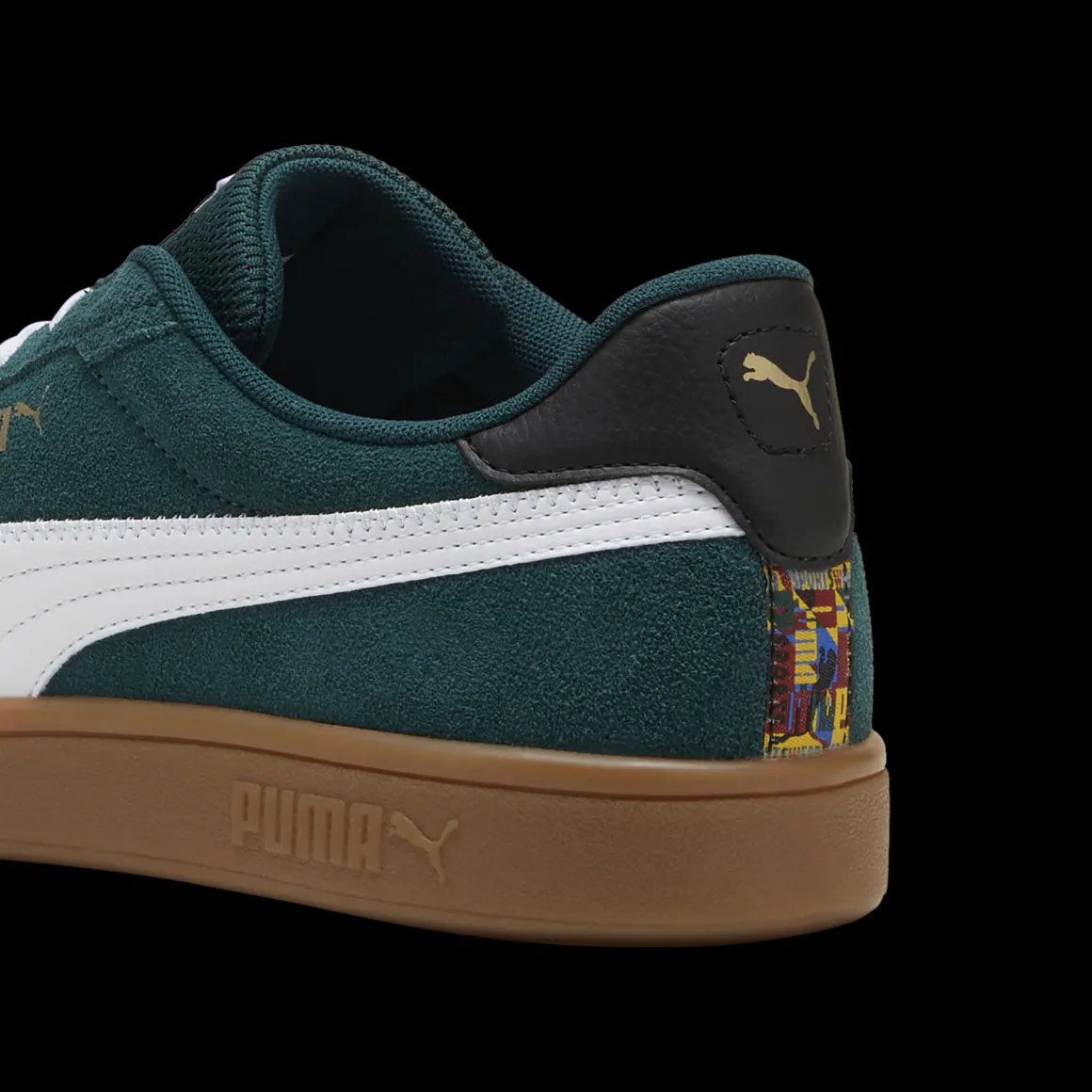 Sneakers da uomo in pelle verde scuro con logo Puma Smash 3.0
