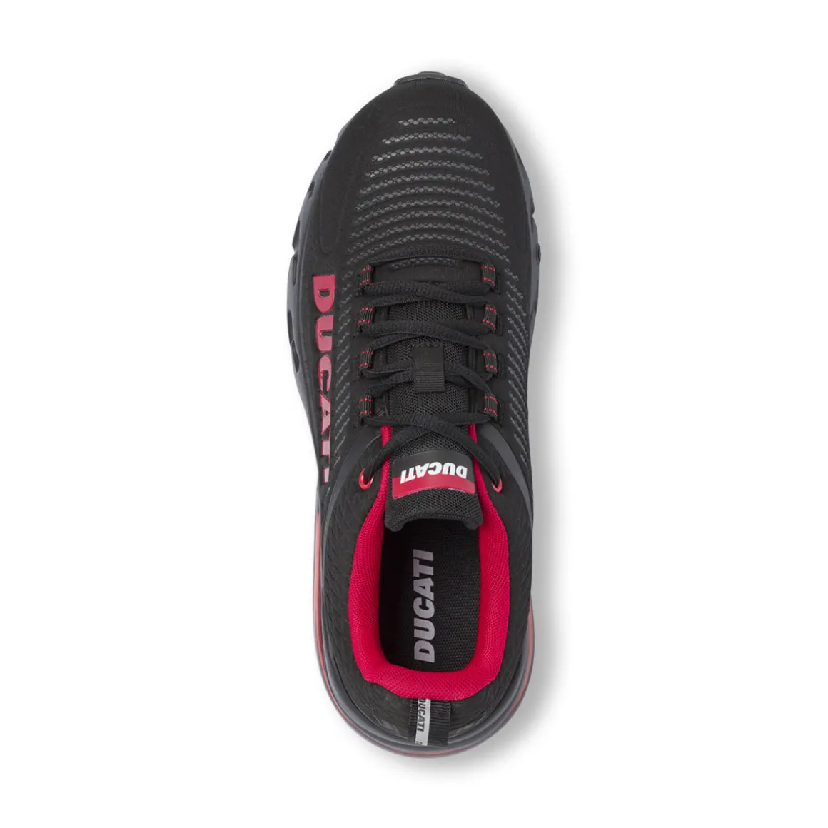 Sneakers da Uomo Nere con Maxi Logo Rosso e Suola Ammortizzata Ducati