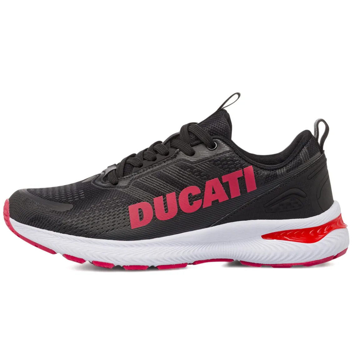 Sneakers da Uomo Nere con Maxi Logo Rosso e Suola Sportiva Ducati