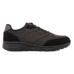Sneakers da uomo nere con inserti effetto scamosciato Geox