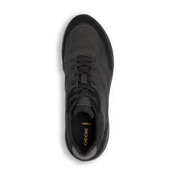 Sneakers da uomo nere con inserti effetto scamosciato Geox