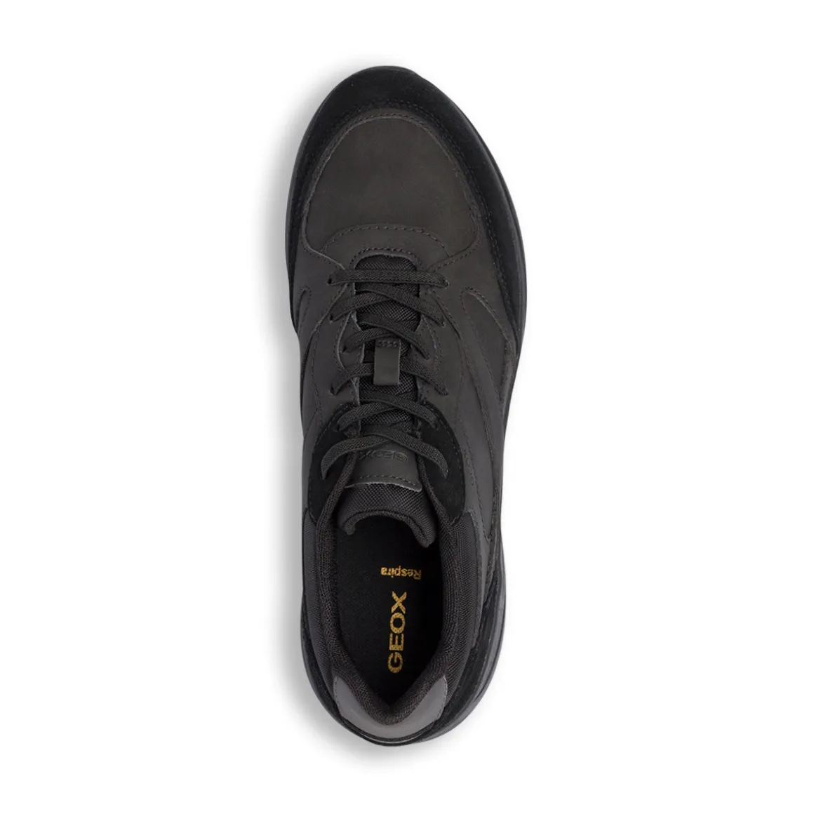 Sneakers da uomo nere con inserti effetto scamosciato Geox