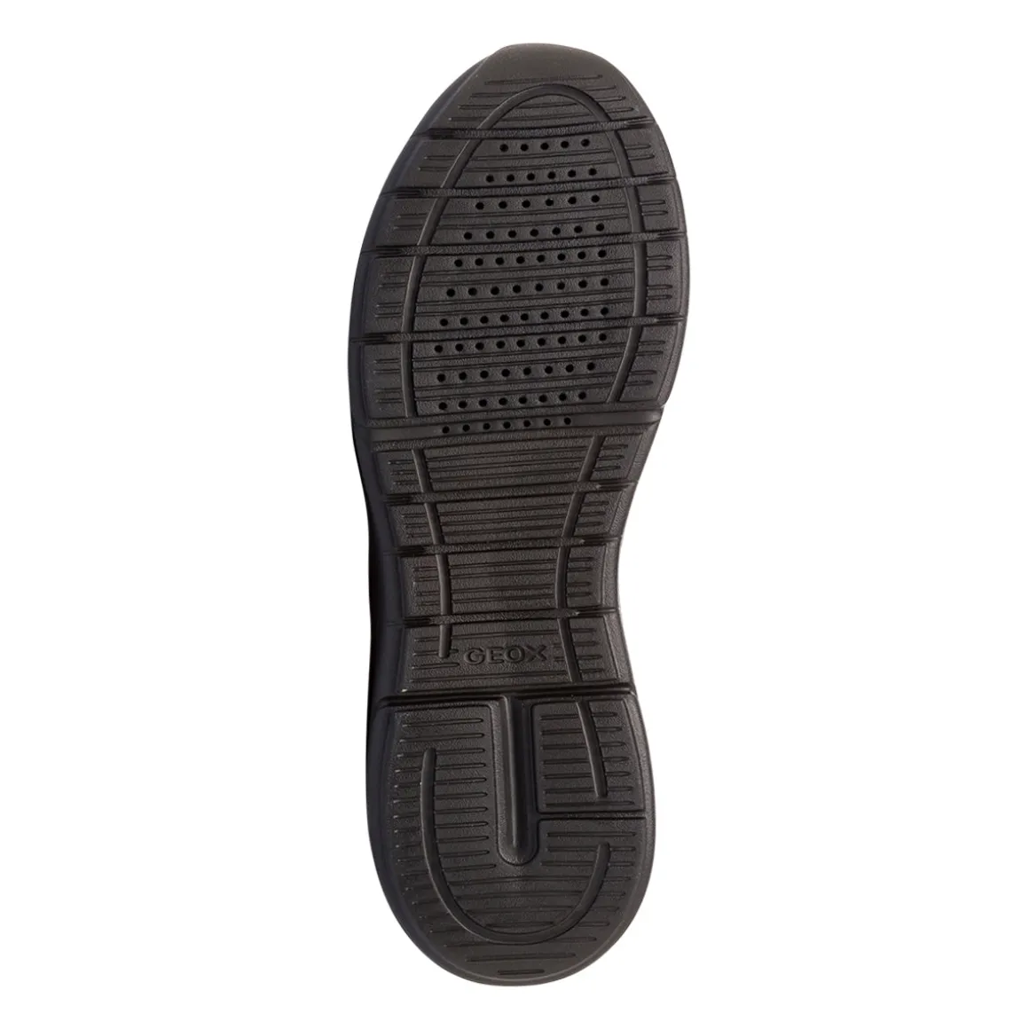 Sneakers da uomo nere con inserti effetto scamosciato Geox