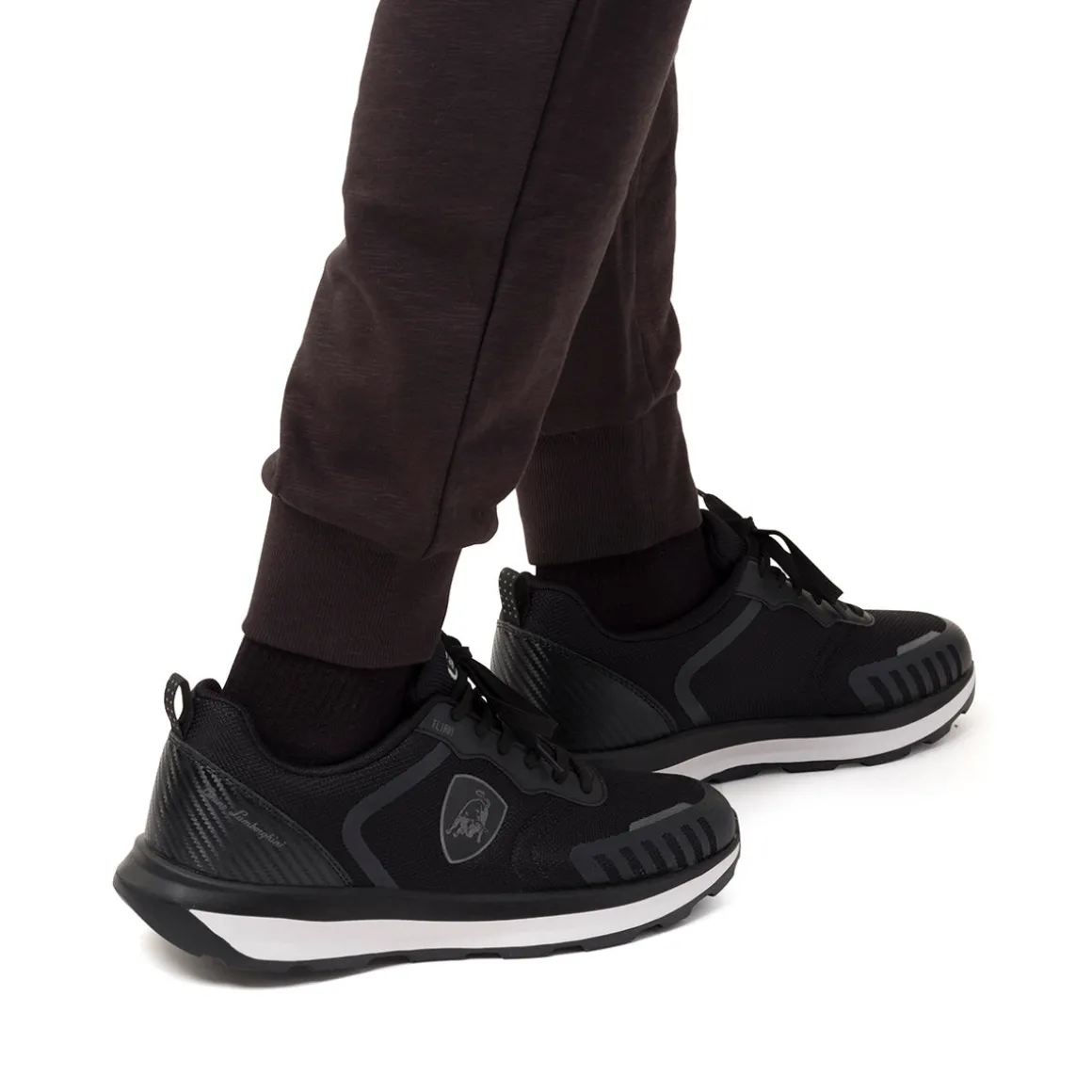 Sneakers da uomo nere con logo e dettagli grigi Tonino Lamborghini