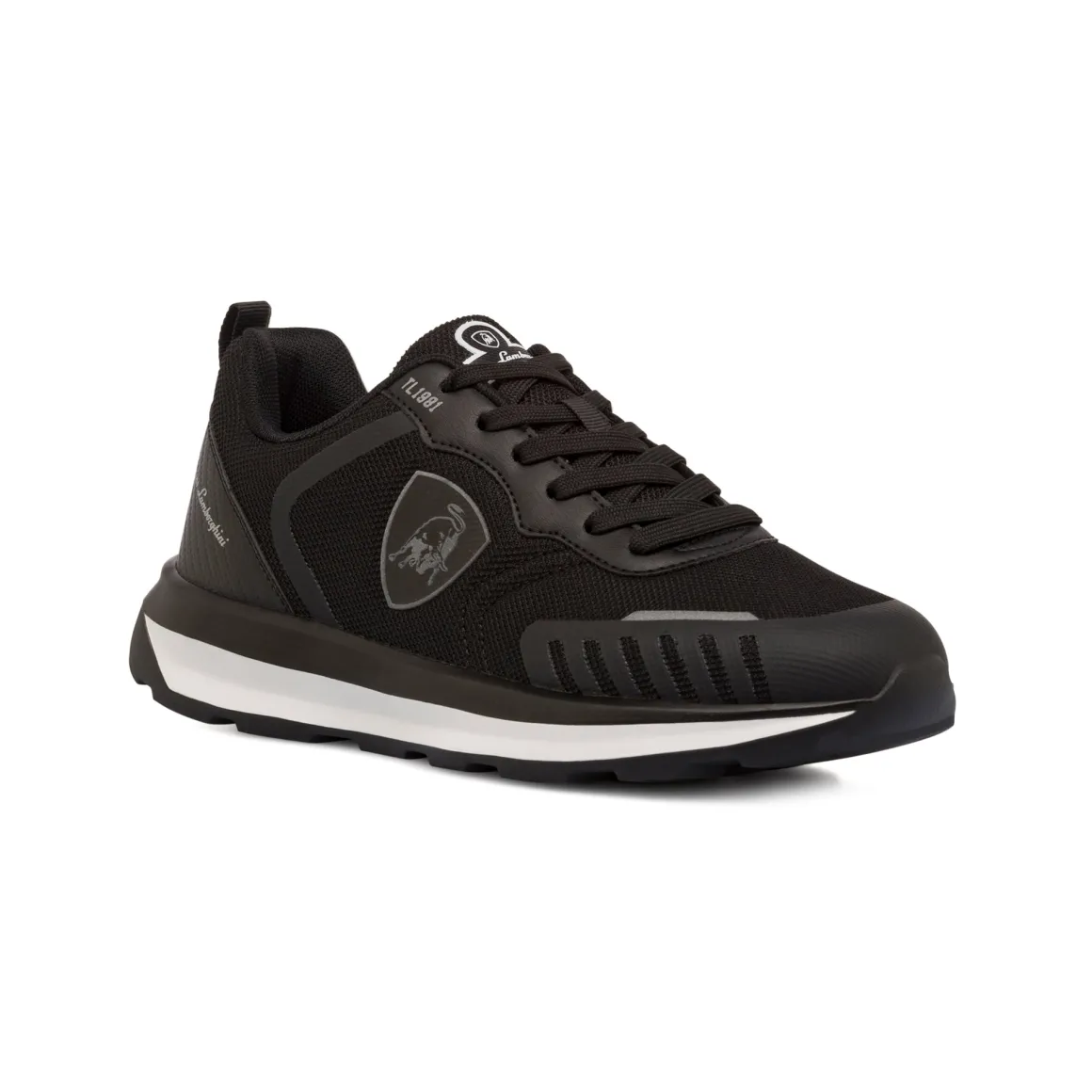 Sneakers da uomo nere con logo e dettagli grigi Tonino Lamborghini