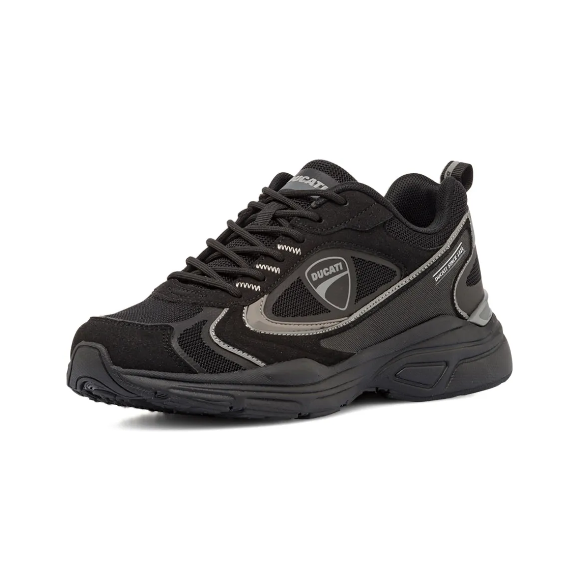 Sneakers da Uomo Nere con Dettagli Grigi e Suola Sportiva Ducati