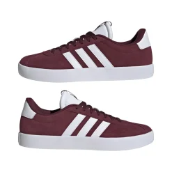 Sneakers da uomo rosso bordeaux in pelle con logo adidas VL Court 3.0