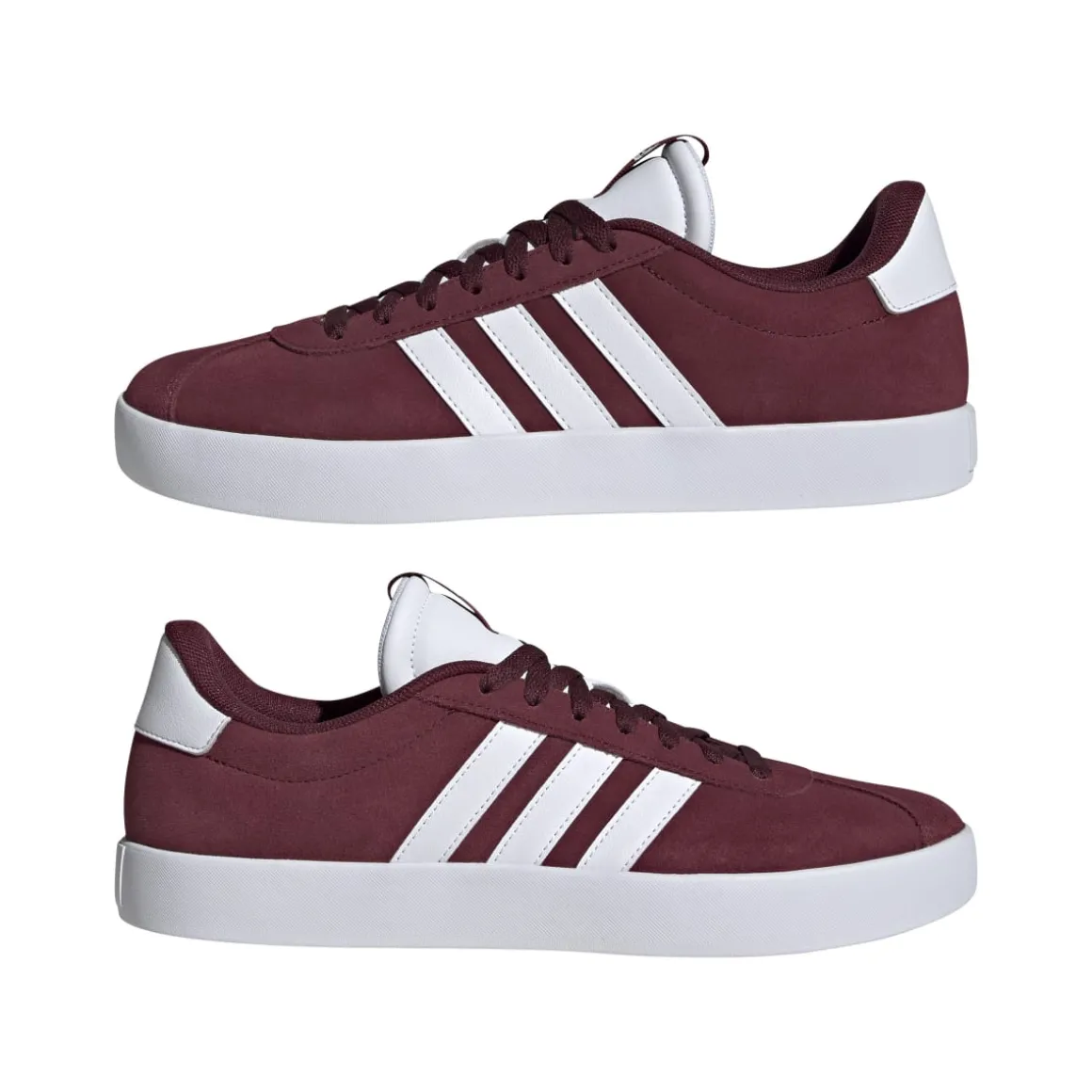 Sneakers da uomo rosso bordeaux in pelle con logo adidas VL Court 3.0