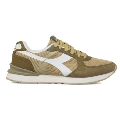 Sneakers da Uomo verdi e marroni in tessuto con logo Diadora