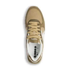 Sneakers da Uomo verdi e marroni in tessuto con logo Diadora