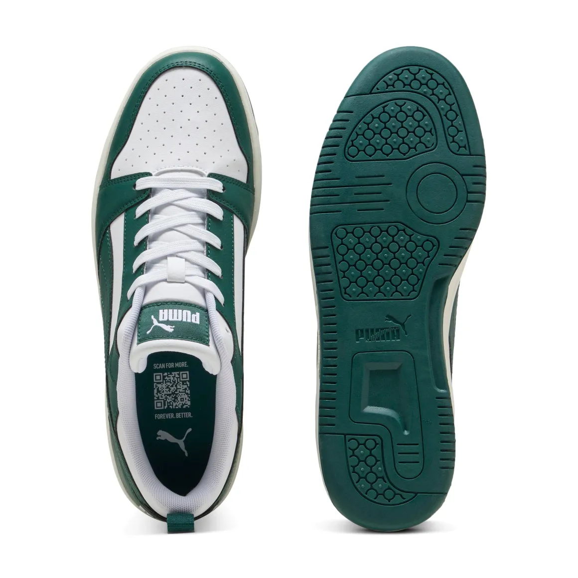 Sneakers da uomo verdi e bianche con logo Puma Rebound v6 Low