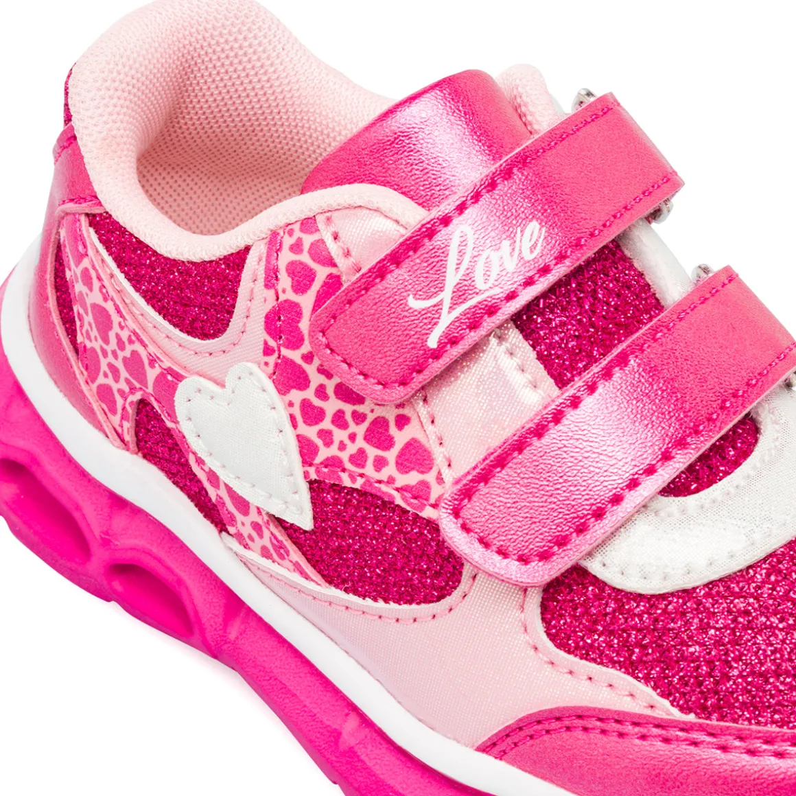 Sneakers Fucsia da Bambina con strappo e luci Chicco