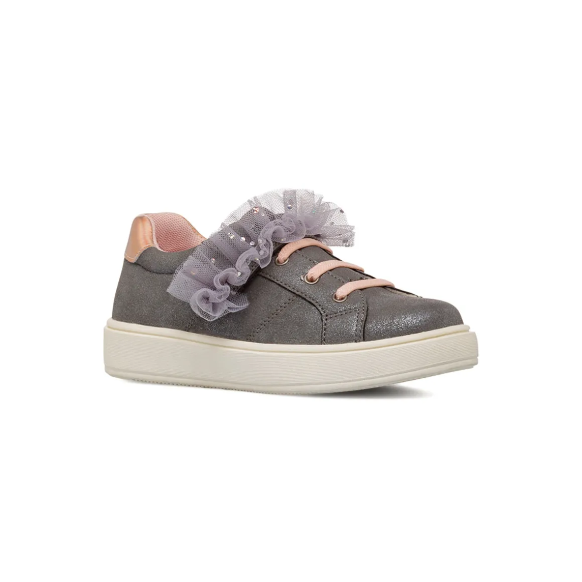 Sneakers grigie con fiocco tulle da Ragazza Dieci Baci
