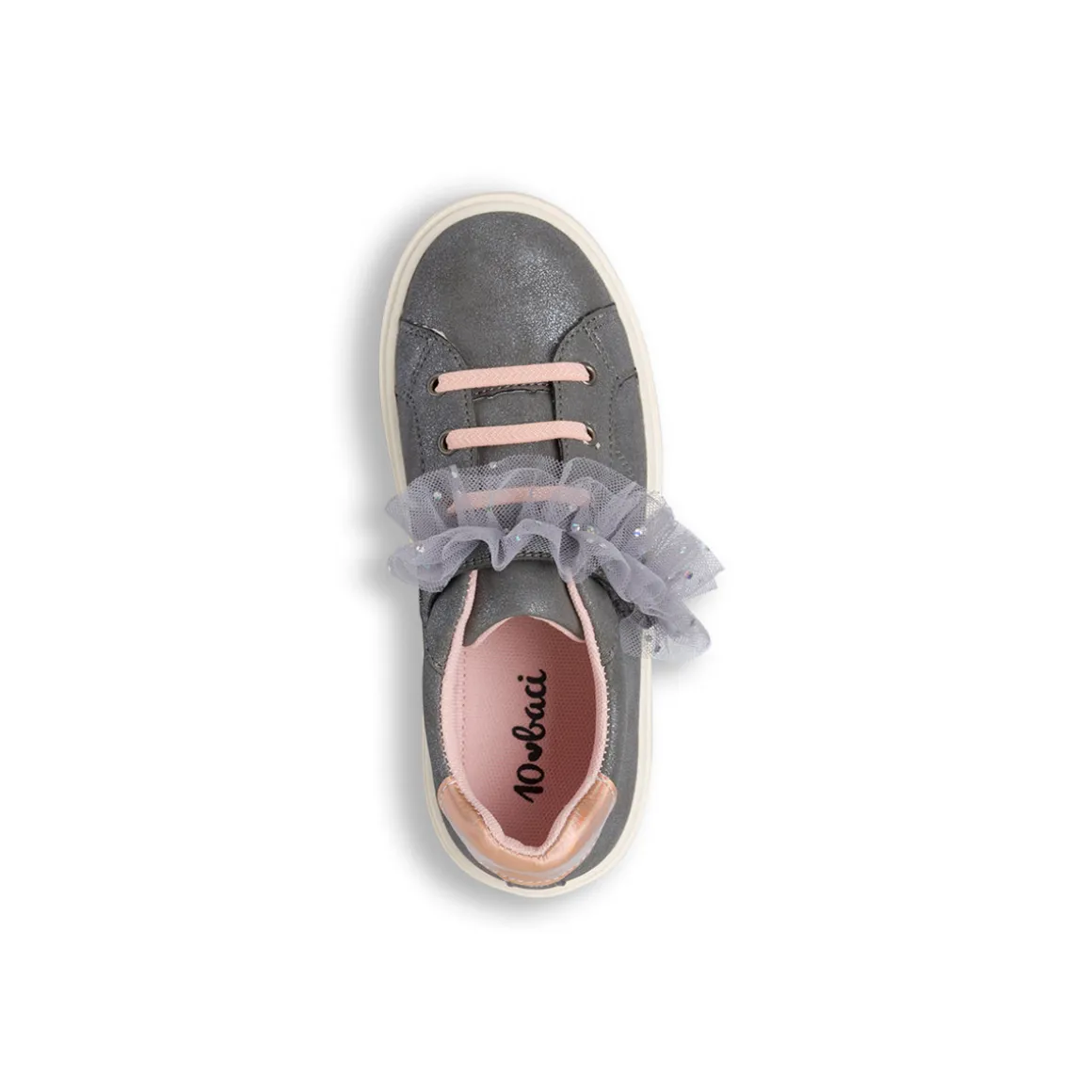 Sneakers grigie con fiocco tulle da Ragazza Dieci Baci