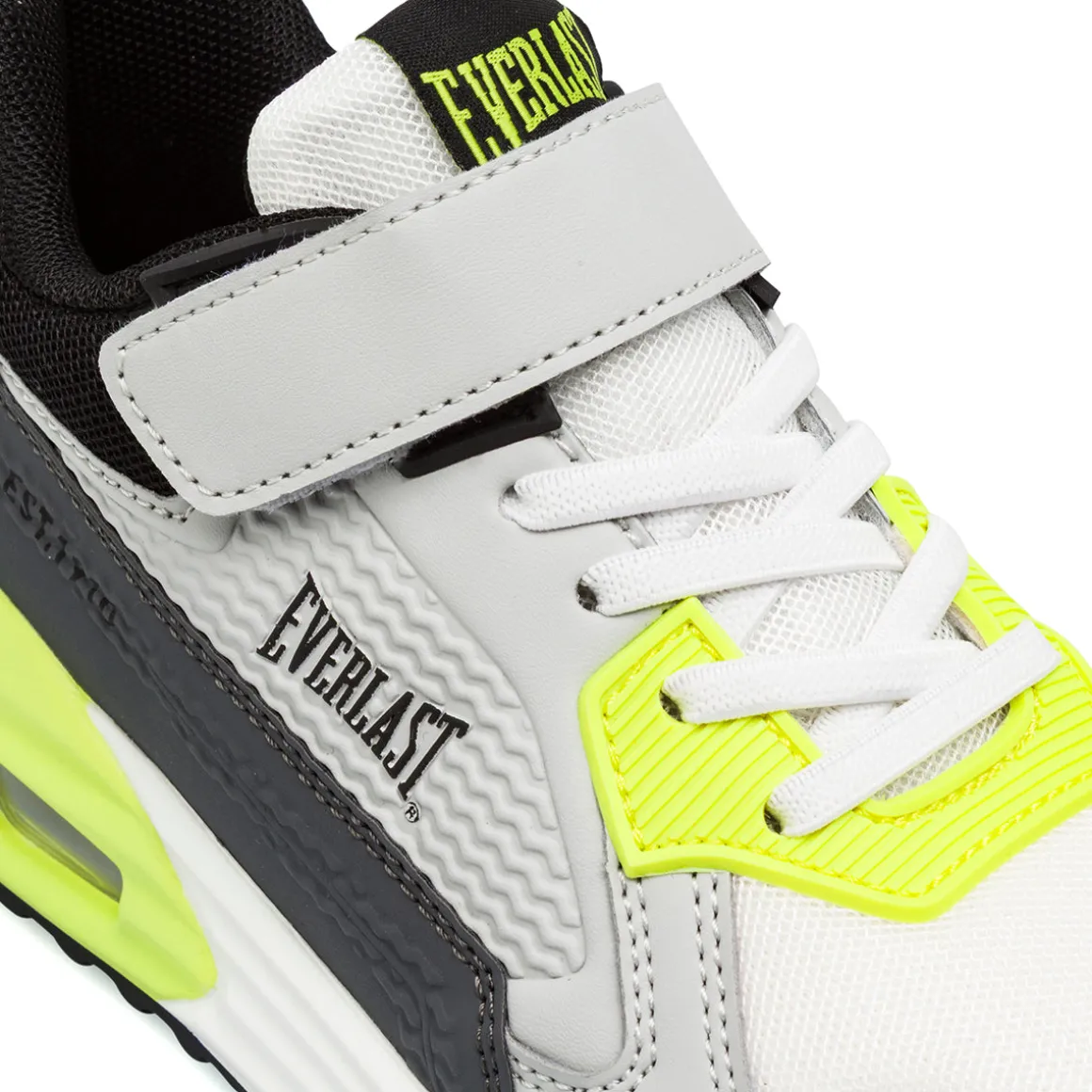 Sneakers grigie da bambino con strappo e dettagli fluo Everlast
