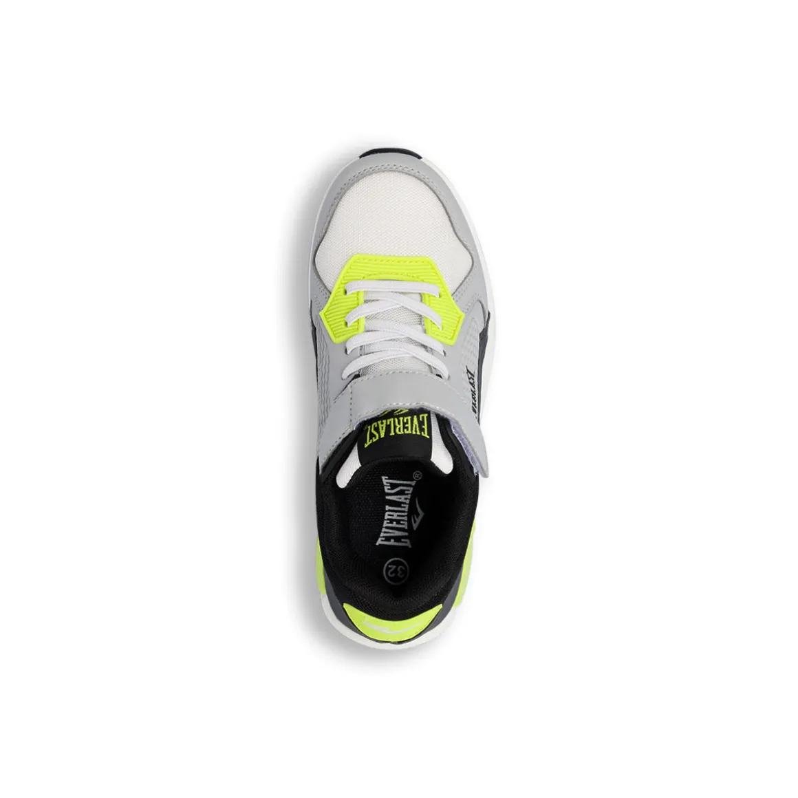 Sneakers grigie da bambino con strappo e dettagli fluo Everlast
