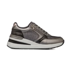 Sneakers grigie da donna con dettagli glitter e zip Lora Ferres