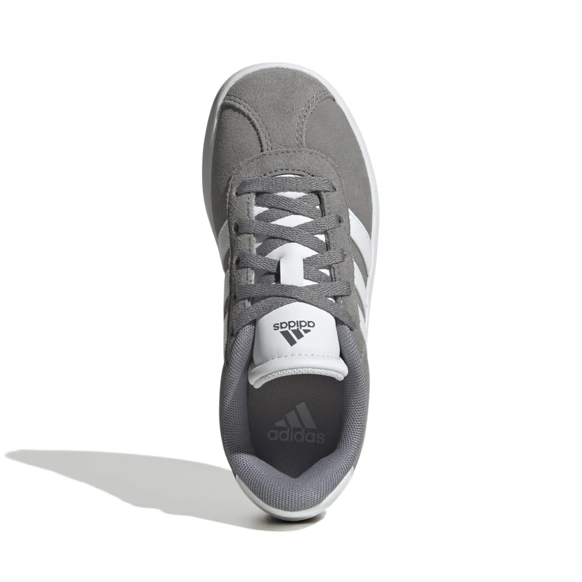 Sneakers grigie da ragazzo con strisce bianche adidas VL Court 3.0 K