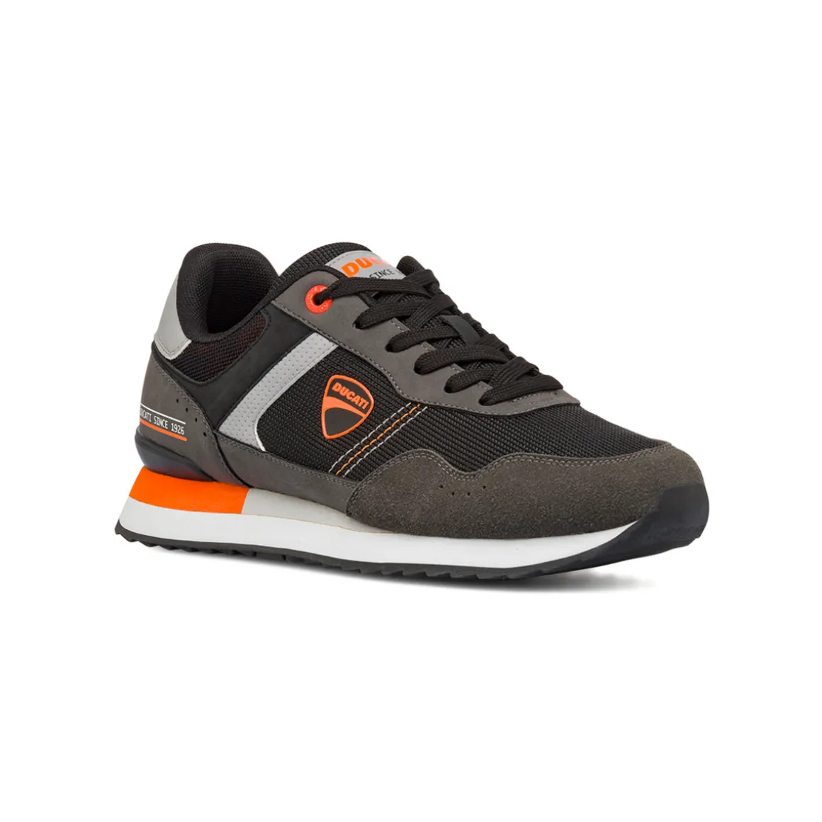 Sneakers grigie da Uomo con dettagli arancioni e logo Ducati