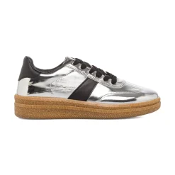 Sneakers in vernice argento da donna con dettagli neri Lora Ferres