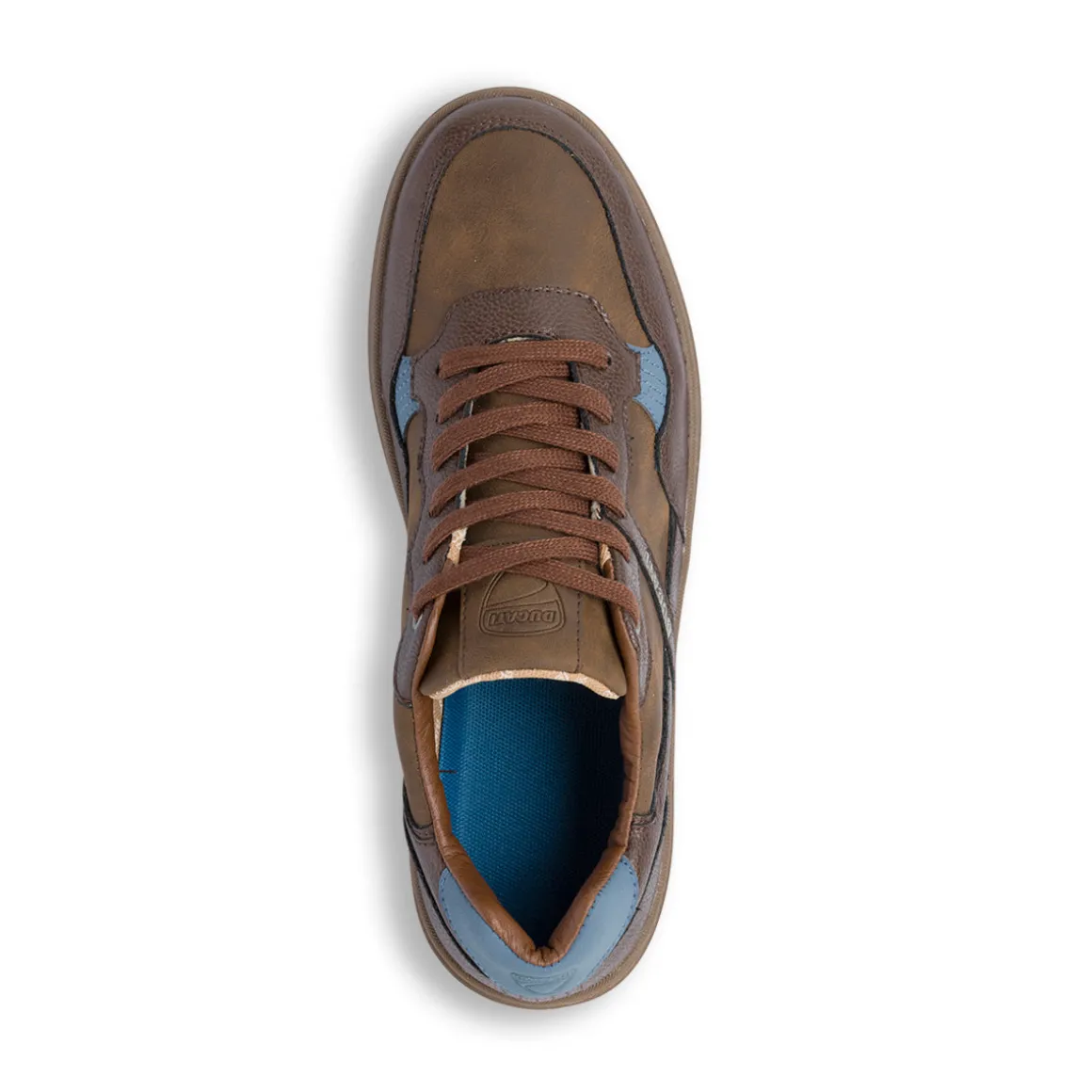 Sneakers marroni da Uomo con inserti Azzurri Ducati