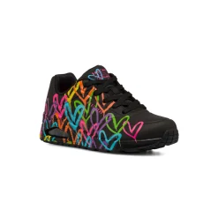 Sneakers nere da Donna con stampa cuori multicolore in memory foam Skechers Uno