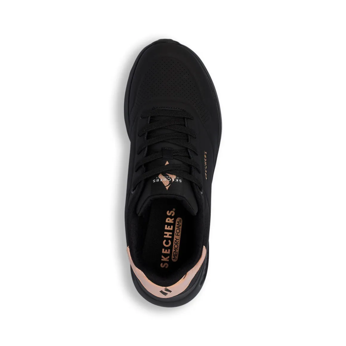 Sneakers nere da Donna con dettagli oro rosa Skechers UNO LITE