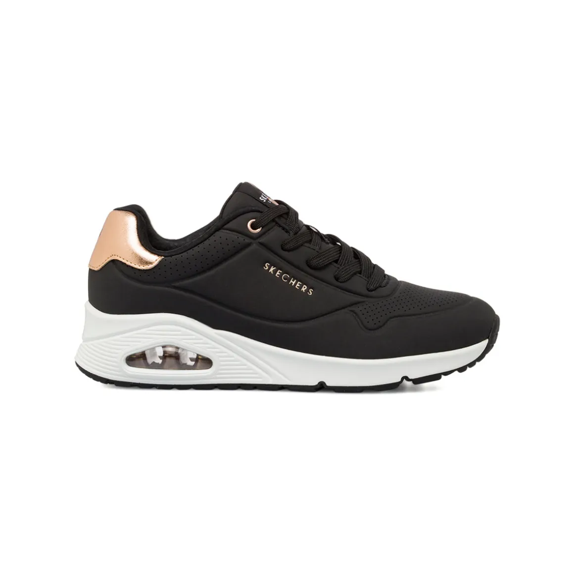 Sneakers nere da Donna con dettagli oro rosa Skechers UNO