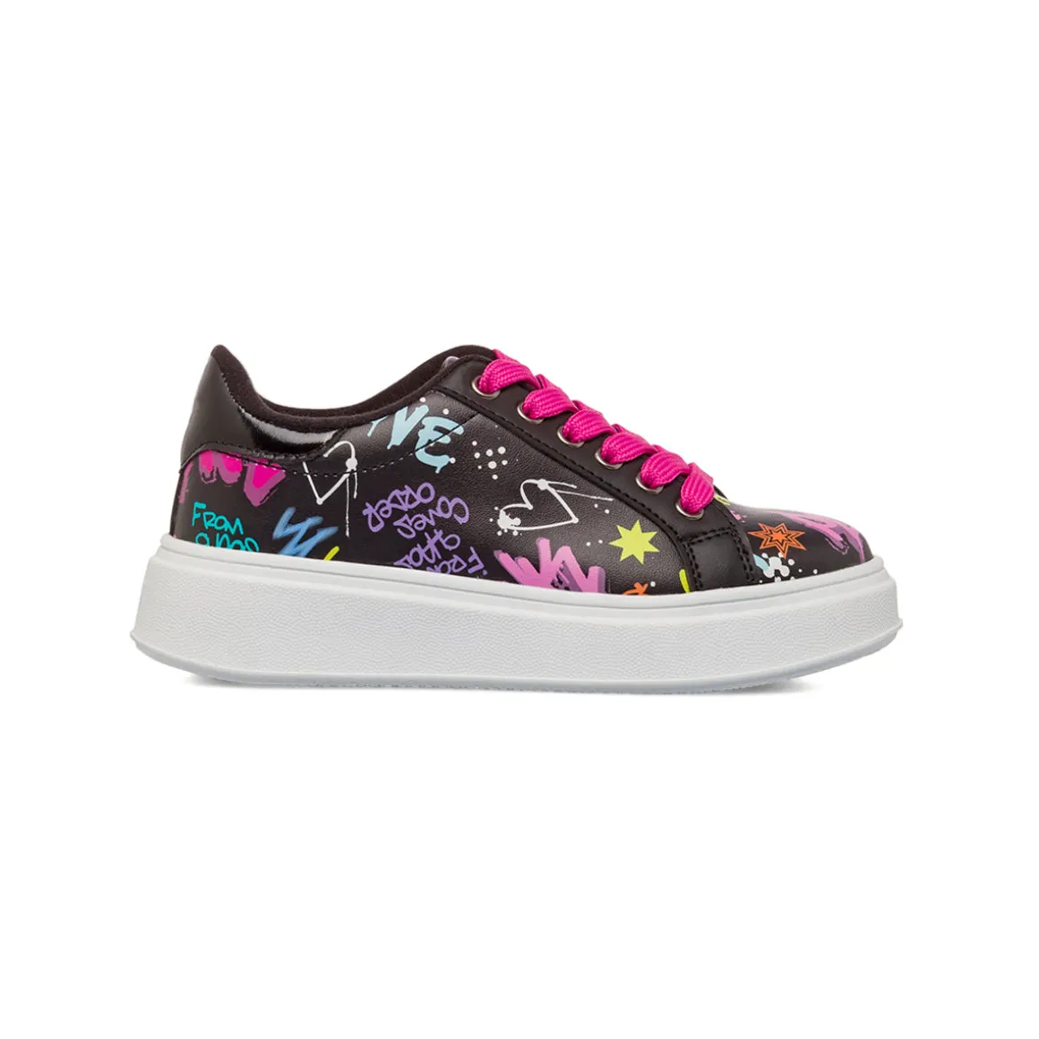 Sneakers nere da Ragazza con stampa graffiti e lacci rosa Dieci Baci