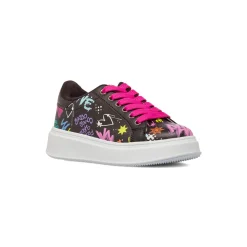 Sneakers nere da Ragazza con stampa graffiti e lacci rosa Dieci Baci