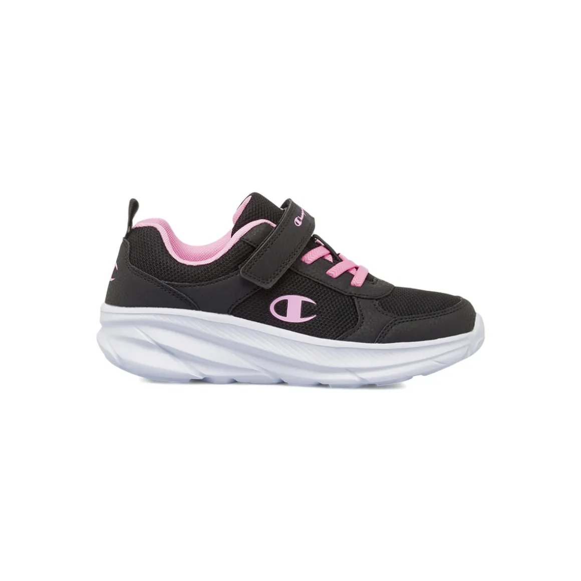 Sneakers nere e rosa da bambina con chisura a strappo Champion