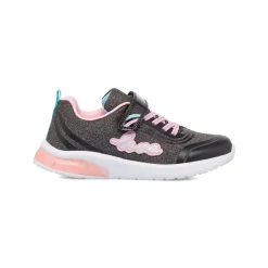 Sneakers nero da ragazza 10 Baci con luci e dettagli rosa e azzurro