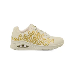 Sneakers nude da Donna con dettagli oro Skechers UNO