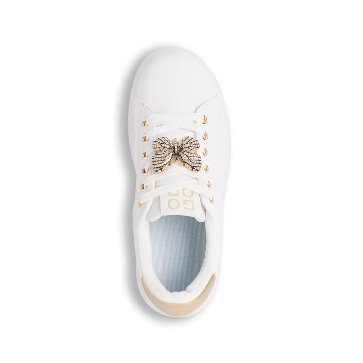 Sneakers platform bianche da Donna con farfalla gioiello Lora Ferres