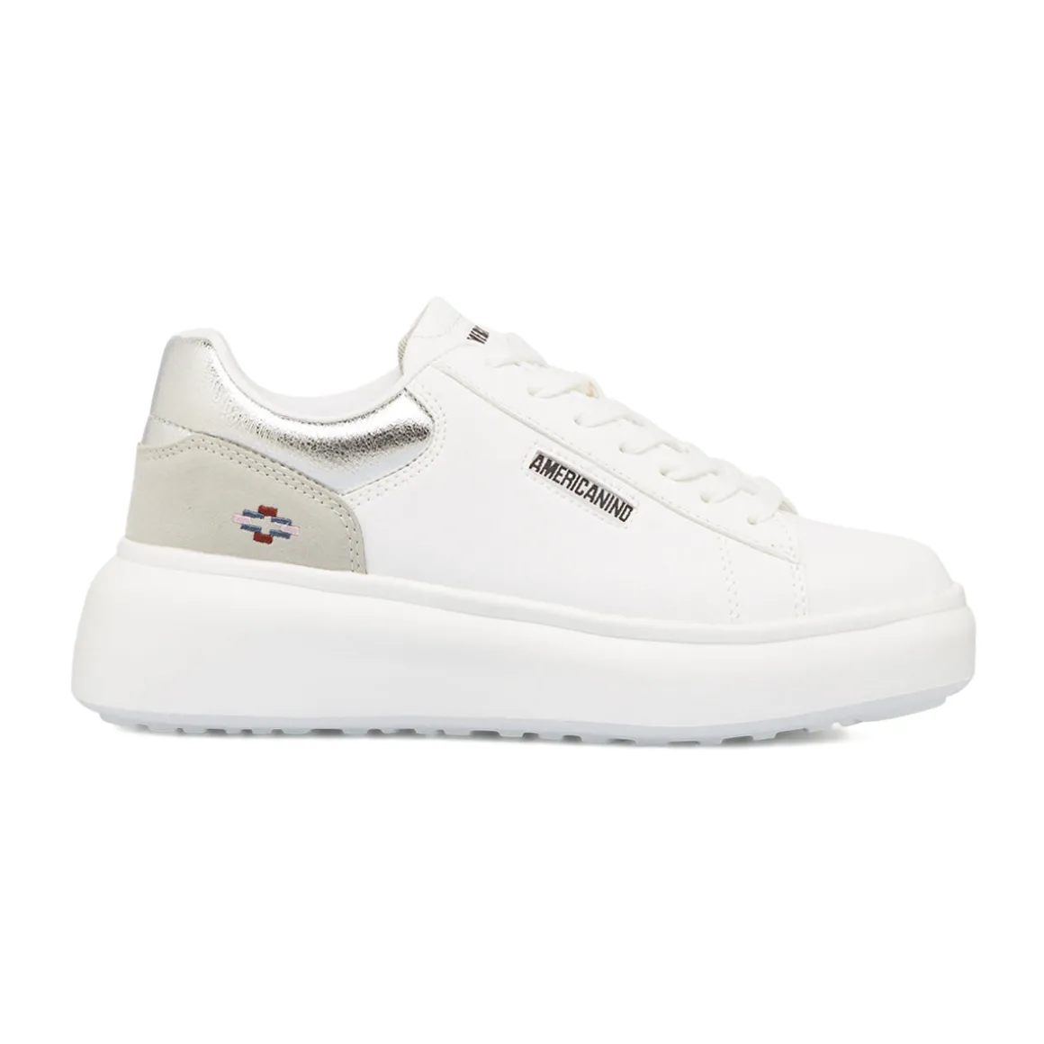 Sneakers platform bianche da donna con dettaglio argento Americanino