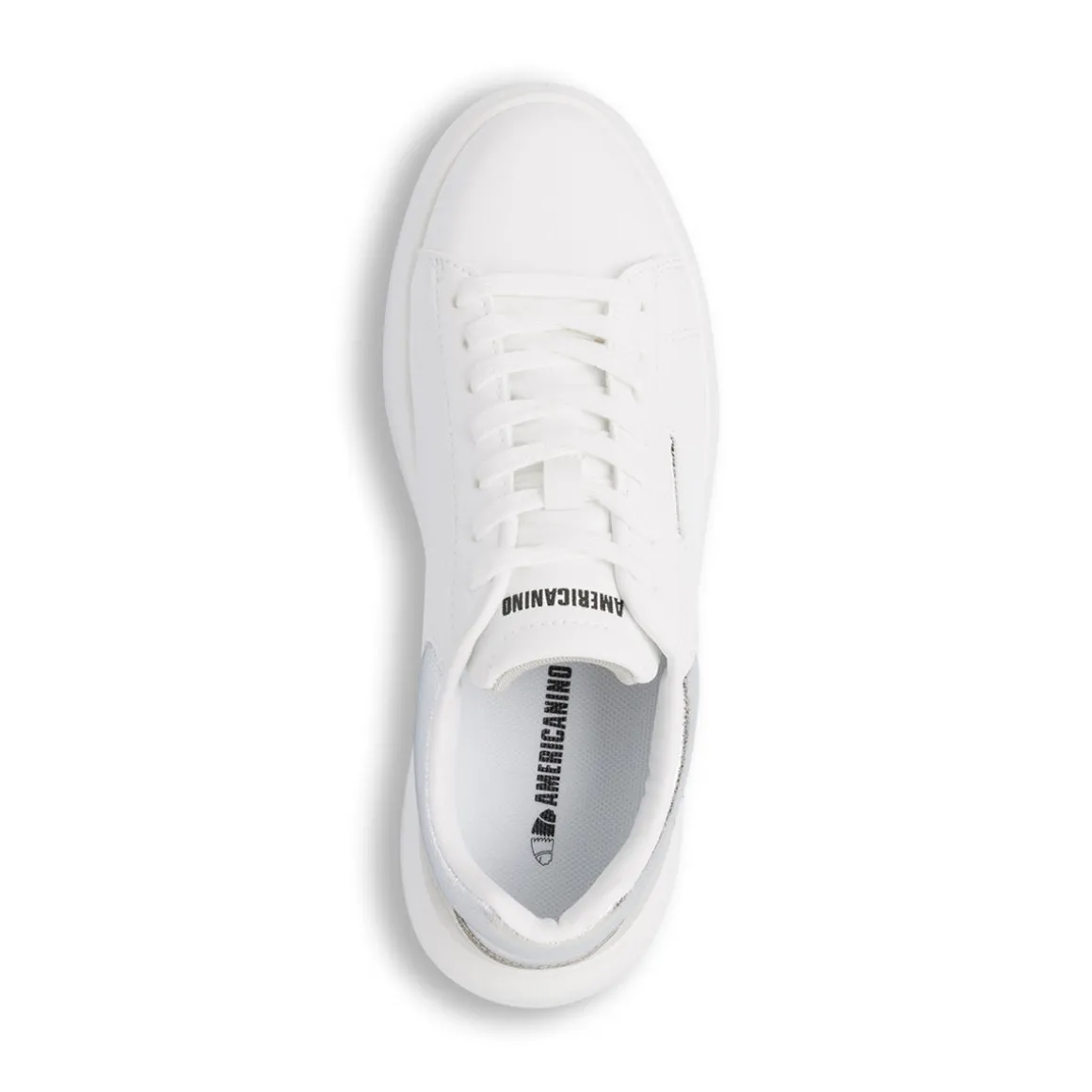 Sneakers platform bianche da donna con dettaglio argento Americanino