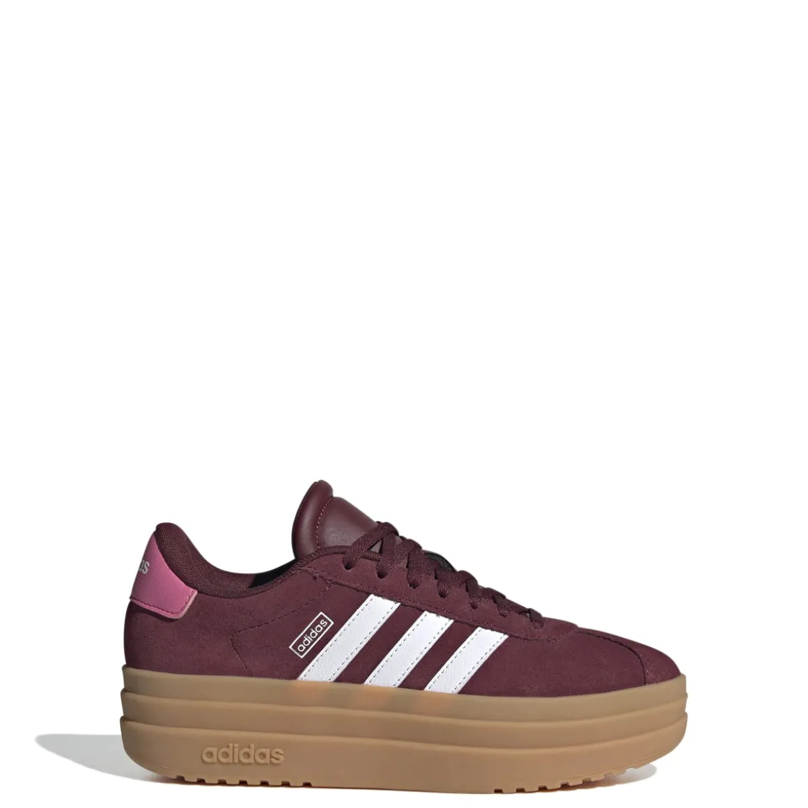 Sneakers platform casual rosso bordeaux da ragazza adidas VL Court Bold
