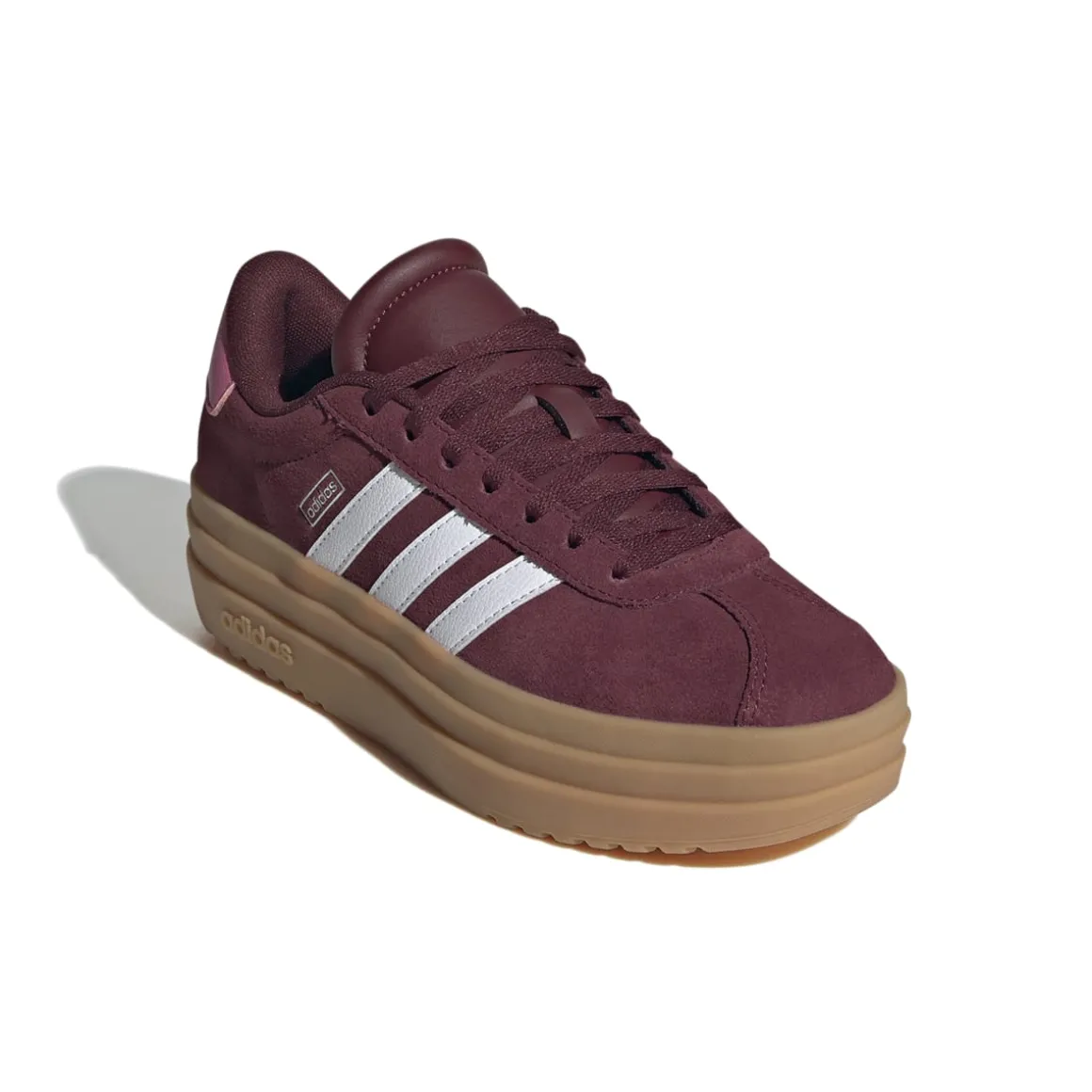 Sneakers platform casual rosso bordeaux da ragazza adidas VL Court Bold