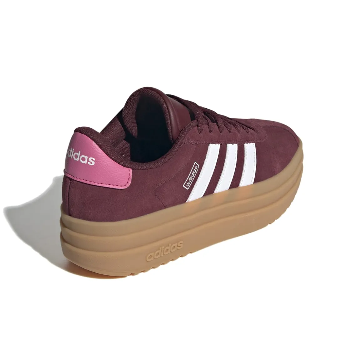 Sneakers platform casual rosso bordeaux da ragazza adidas VL Court Bold