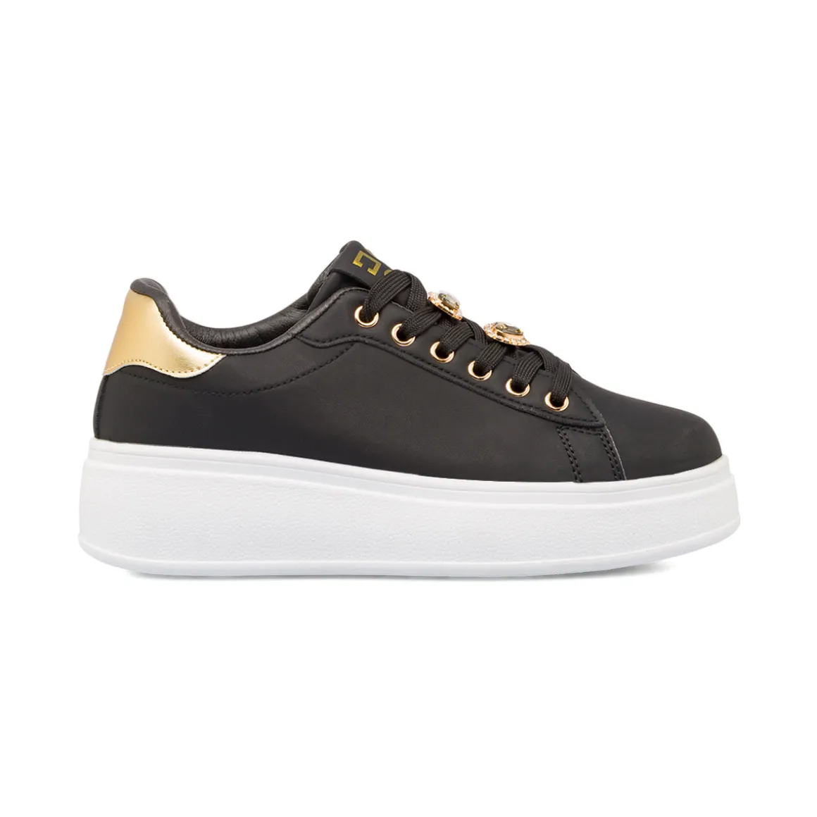 Sneakers platform nere da Donna con farfalla gioiello Lora Ferres