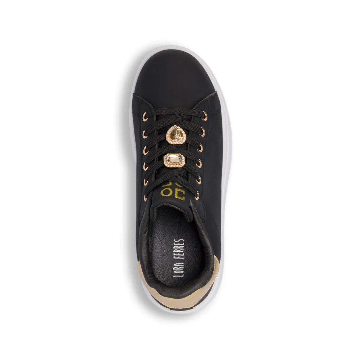 Sneakers platform nere da Donna con farfalla gioiello Lora Ferres