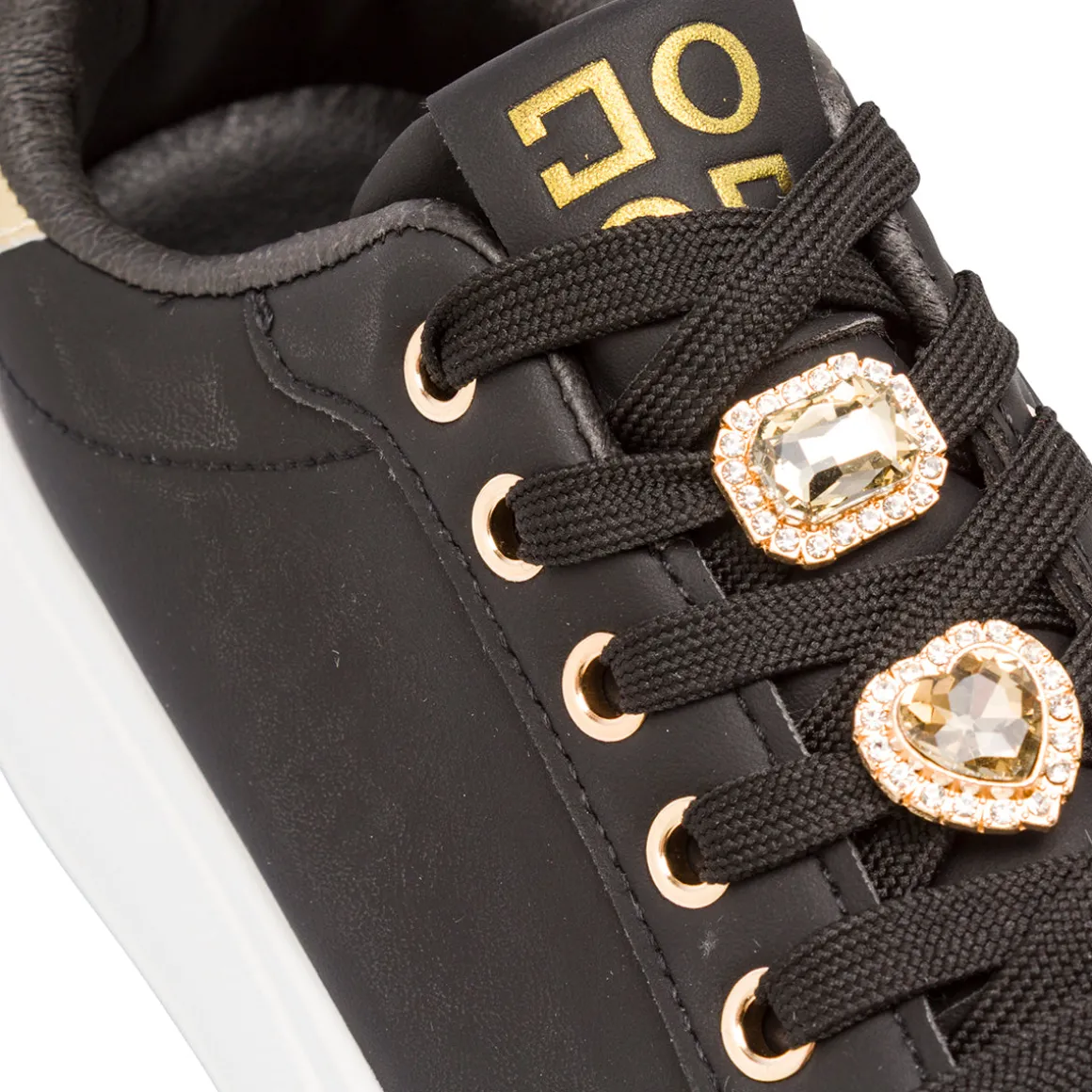 Sneakers platform nere da Donna con farfalla gioiello Lora Ferres
