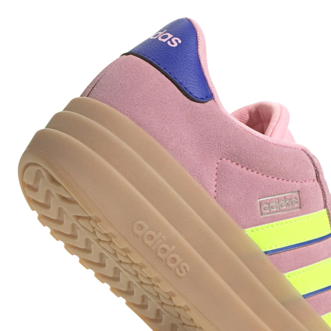 Sneakers platform rosa da donna con dettagli giallo fluo e blu adidas VL Court Bold