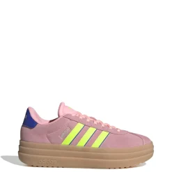 Sneakers platform rosa da donna con dettagli giallo fluo e blu adidas VL Court Bold