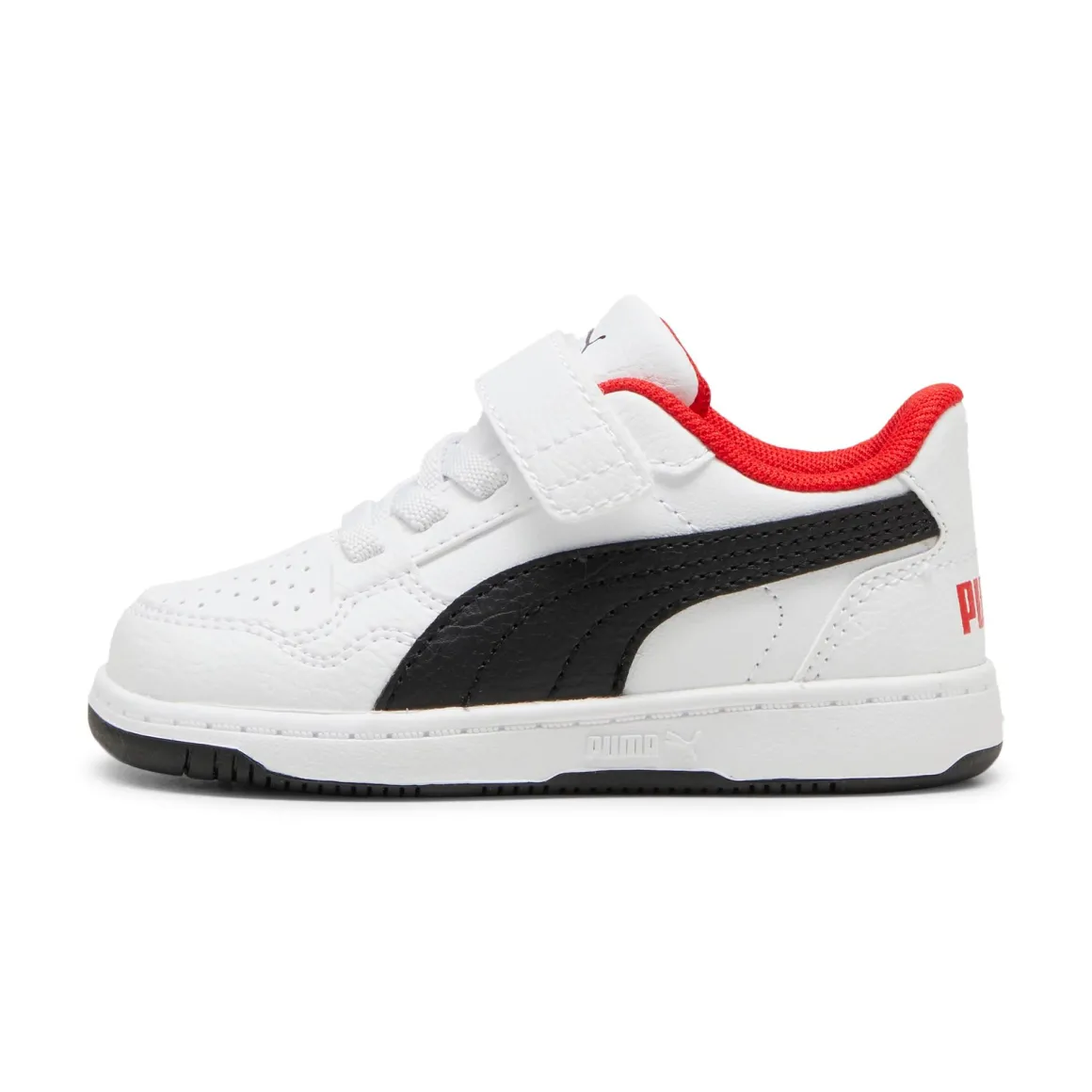 Sneakers primi passi bambino e bambina bianche nere e rosse Puma Reb-L