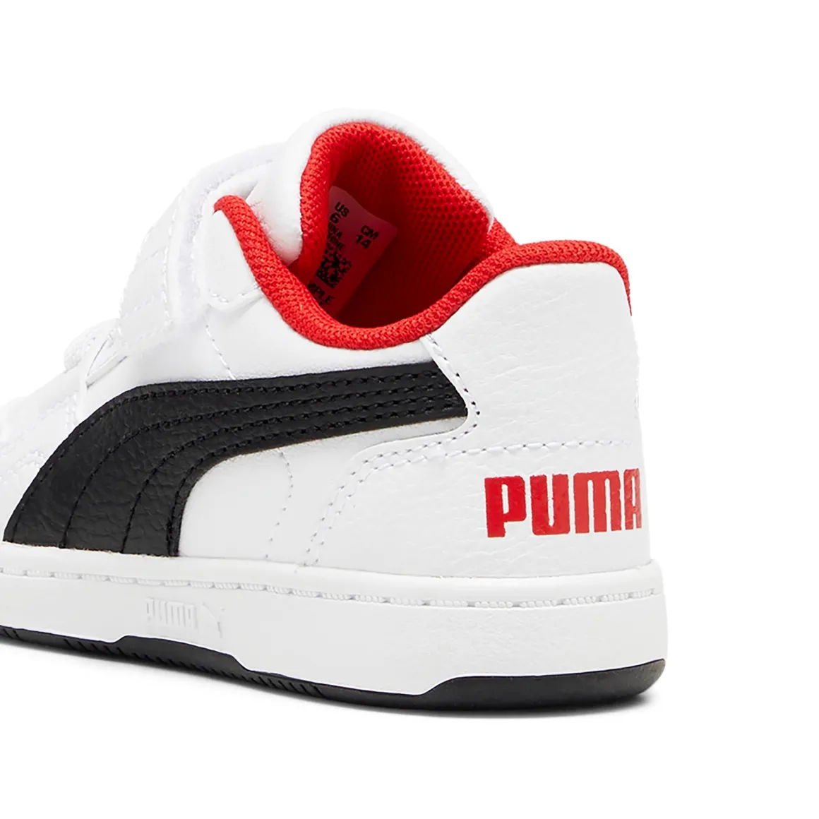 Sneakers primi passi bambino e bambina bianche nere e rosse Puma Reb-L