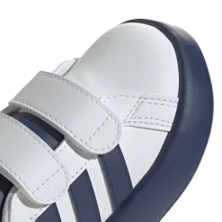 Sneakers primi passi bambino bianche e blu con doppio strappo adidas Grand Court 2.0