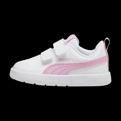 Sneakers primi passi bambina bianche con dettagli rosa Puma Courtflex v3