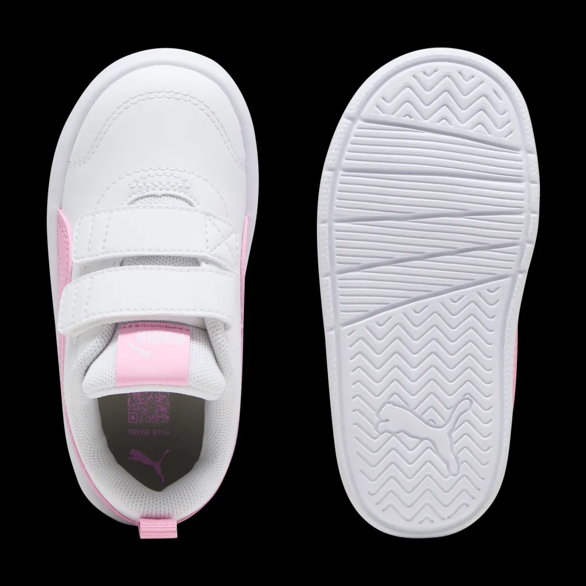 Sneakers primi passi bambina bianche con dettagli rosa Puma Courtflex v3